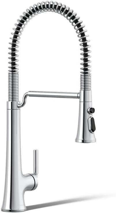 Kohler Tone Single Handle Semi-Professional Pre-Rinse Kitchen Sink Faucet with Three-Function Pull Down Sprayer
