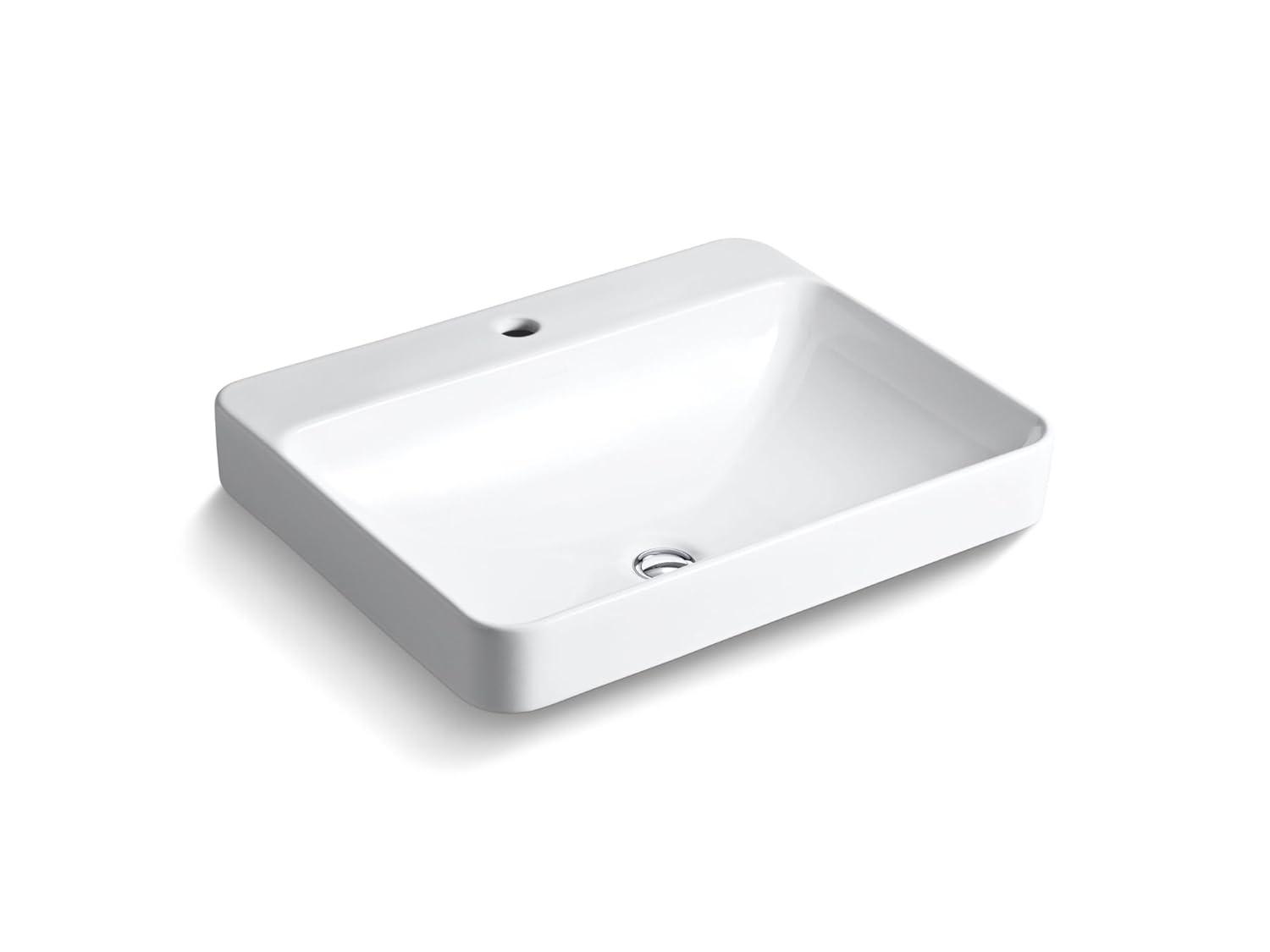 Vox® Vitreous China Rectangular Vessel Bathroom Sink with Overflow