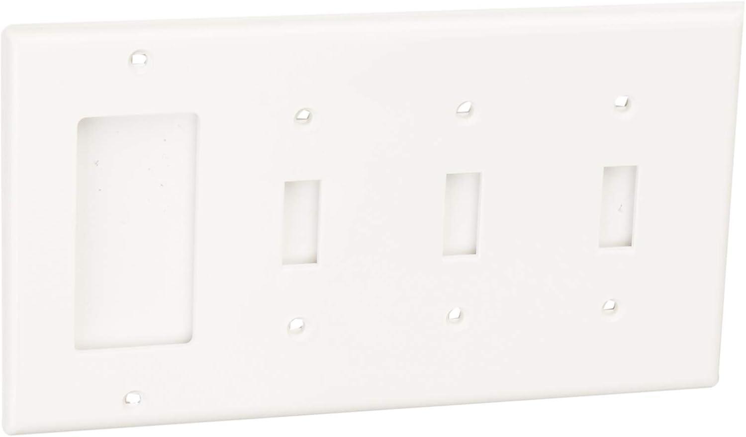 Leviton 80732-W Wallplate 4-Gang 3-Toggle 1-Decora Standard Size Nylon - White (Pkg of 10)