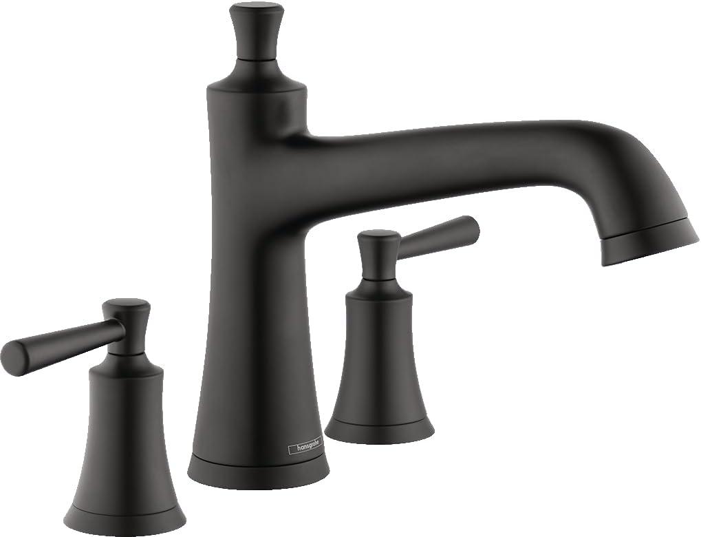 Matte Black Double Handle Deck Mount Roman Tub Faucet