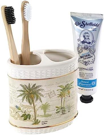 Colony Palm Toothbrush Holder Ivory