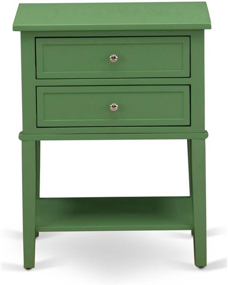 Clover Green 2-Drawer Mid Century Modern Wooden Nightstand