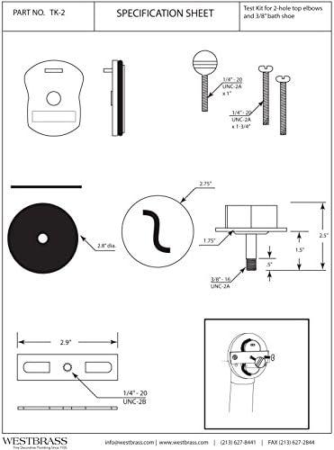 Westbrass TK-2 2-3/4 in. Plastic 2-Hole Waste and Overflow Assembly Water Pressure Test Kit Plug