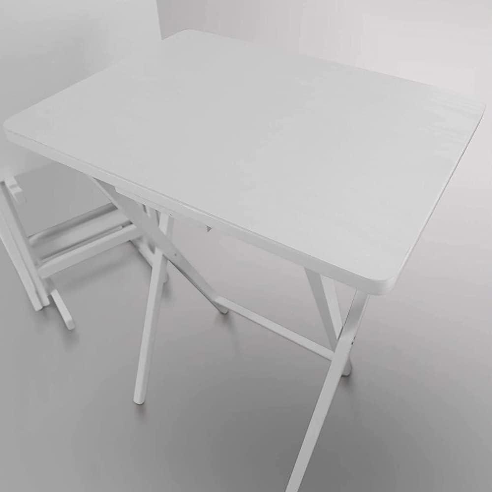 5 Piece TV Tray Table Set in White (4 Trays, 1 Stand)