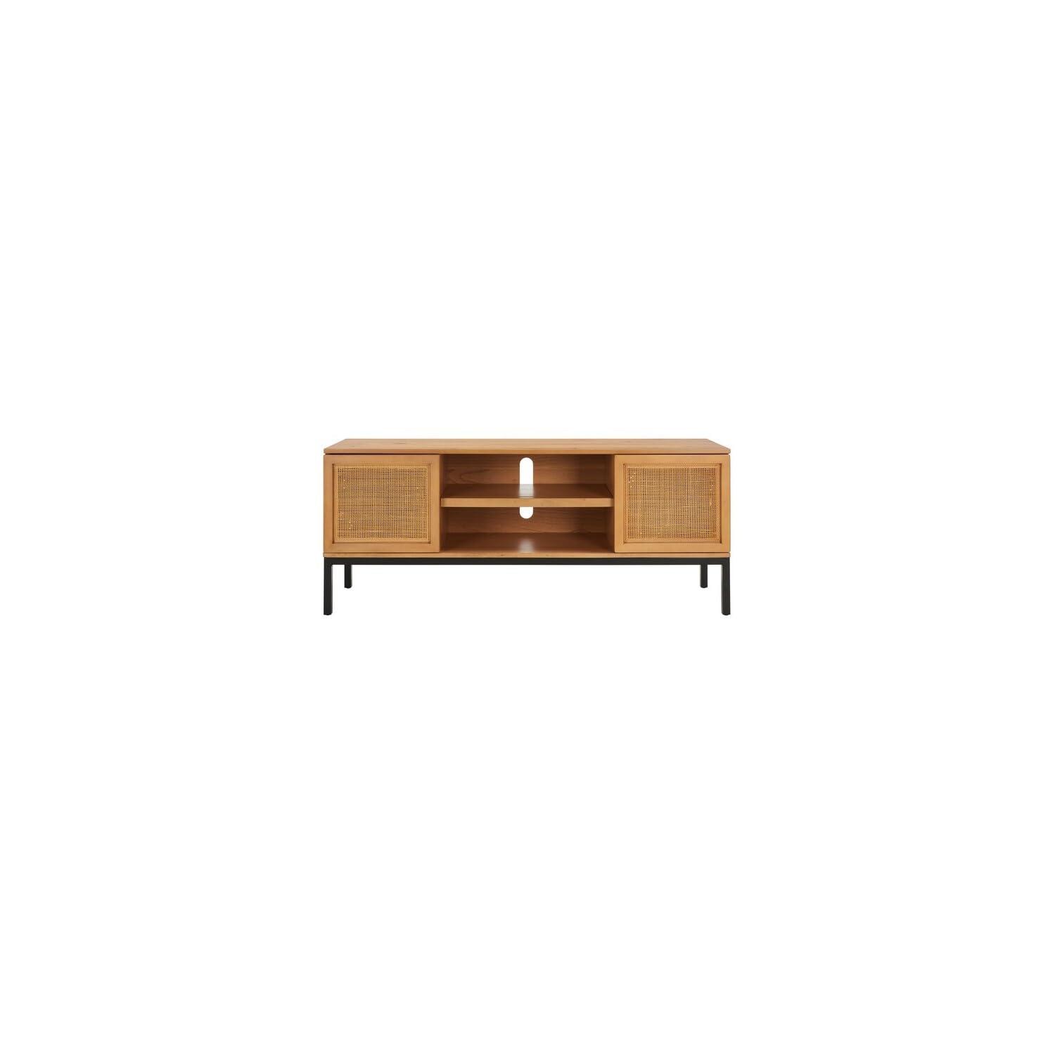 Zadie 2 Shelf Rattan Media Stand - MED5009 - Natural/Black - Safavieh