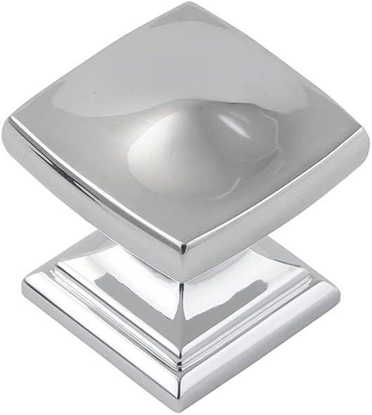 Matte Chrome Square Knob with Mounting Hardware