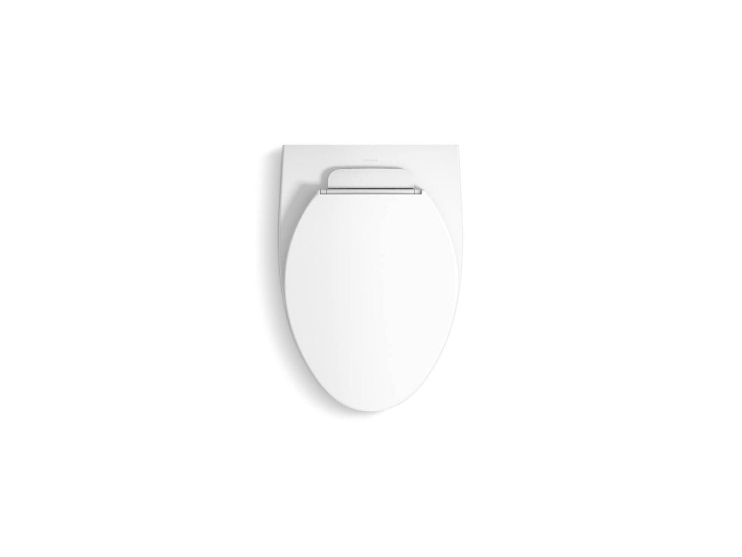 White Wall-Hung Elongated Ceramic Toilet with Skirted Trapway