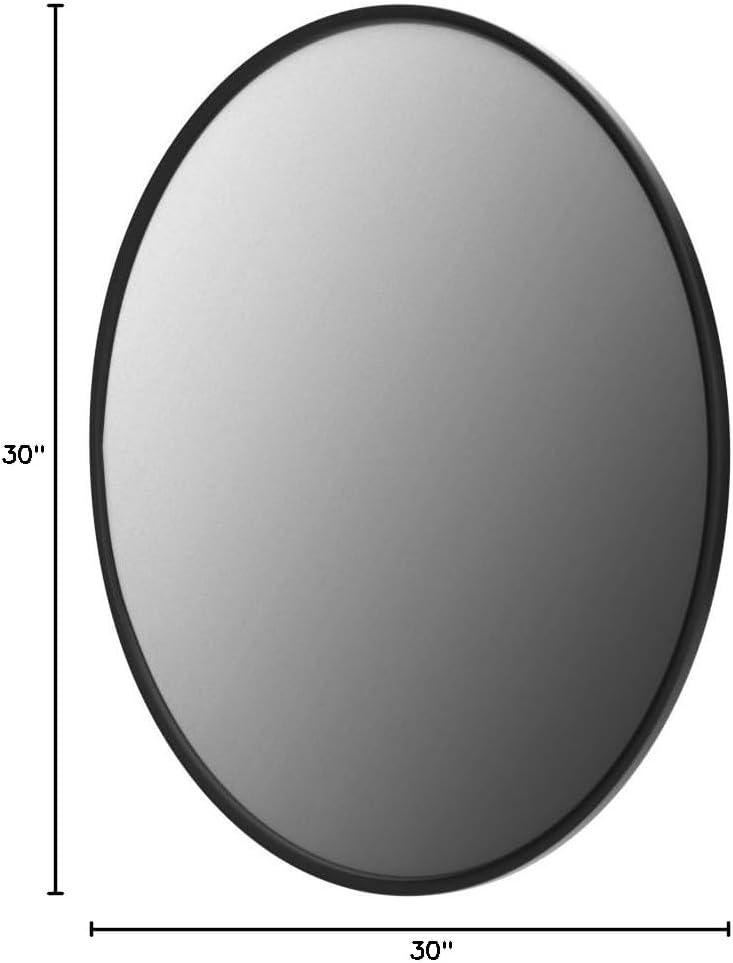 Adelina Modern Black Metal Framed 30" Round Wall Mirror