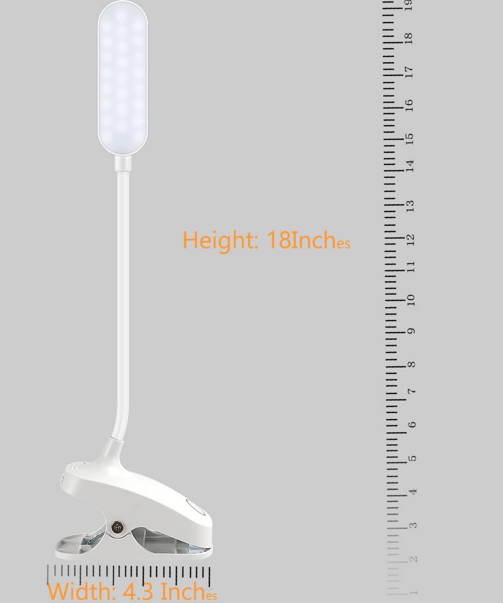 COLORLIFE Desk Lamp Clip On Light-7W 2600mAH Flexible Gooseneck Battery Operated Rechargeable Reading Lamp with Clamp & Stepless Brightness for Desk,Piano,Bed Headboard and Computers