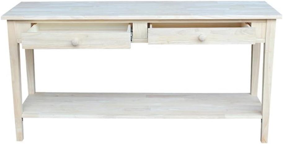 60" Spencer Extended Length Console Server Table Light Brown - International Concepts: Hardwood Foyer Storage