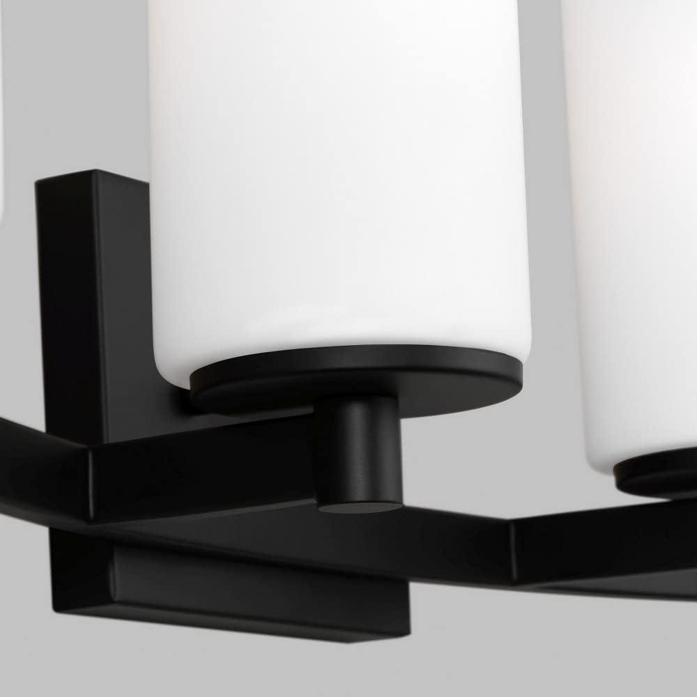Midnight Black 29" Vanity Light with Etched Glass Shades