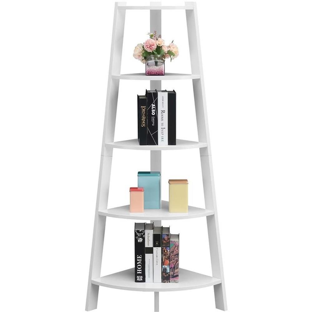 Convenience Concepts Newport 5 Tier Wide Corner Bookcase, White