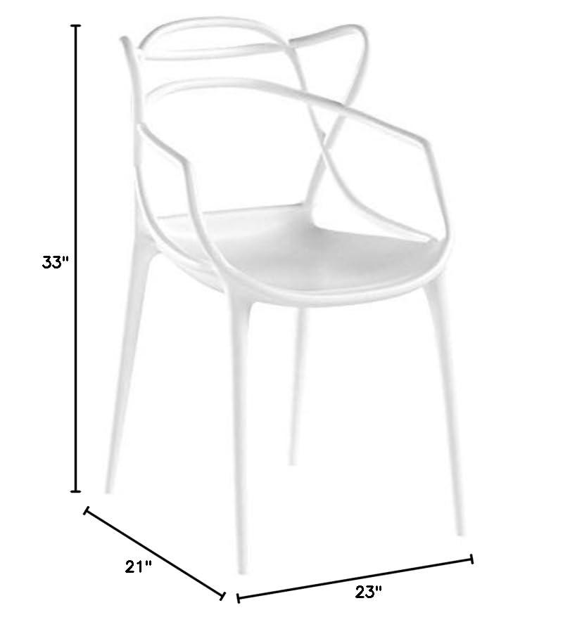Set of 4 Entangled Dining White - Modway: Modern Arm Chairs, Polypropylene Frame, No Assembly Required