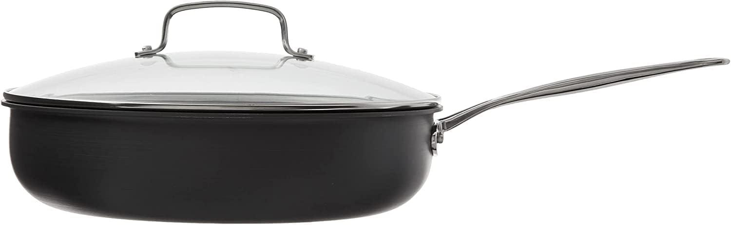 12-Inch Black Aluminum Non-Stick Frying Pan with Lid