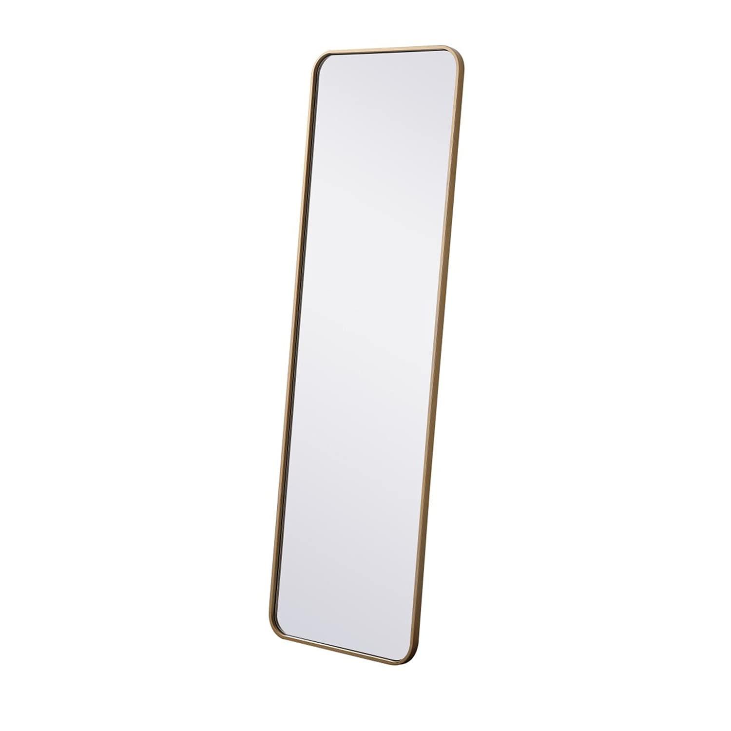 Soft corner metal rectangular mirror 18x60 inch in Brass