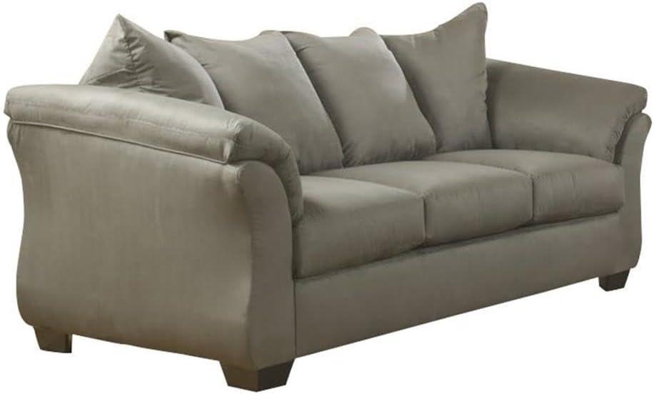 Darcy Cobblestone Gray Fabric Sofa with Flared Arms