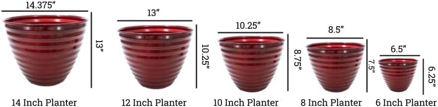 Autumn Blaze 12" Red IronStone Round Planter