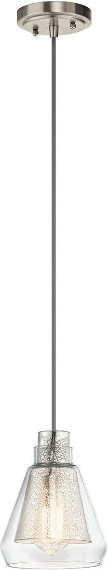 Evie 7.75" Brushed Nickel Mini Pendant with Clear Glass