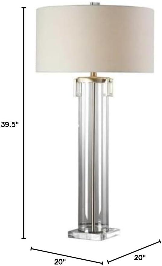Bowery Hill Modern Table Lamp in Brushed Nickel and Off White