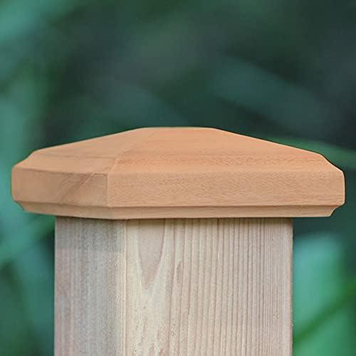 4x4 Traditional Wood Pyramid Post Cap by Captiva - One-Piece Miterless - 3/8" Extended Lip - (3-1/2" x 3-1/2")