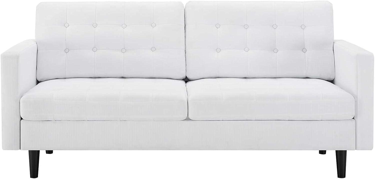 Modway Exalt Fabric Upholstered Tufted Sofa in White & Black