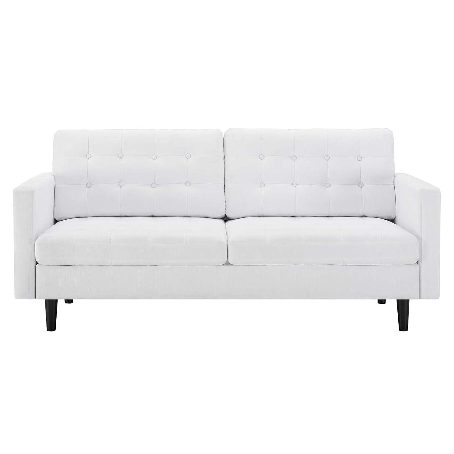 Modway Exalt Fabric Upholstered Tufted Sofa in White & Black
