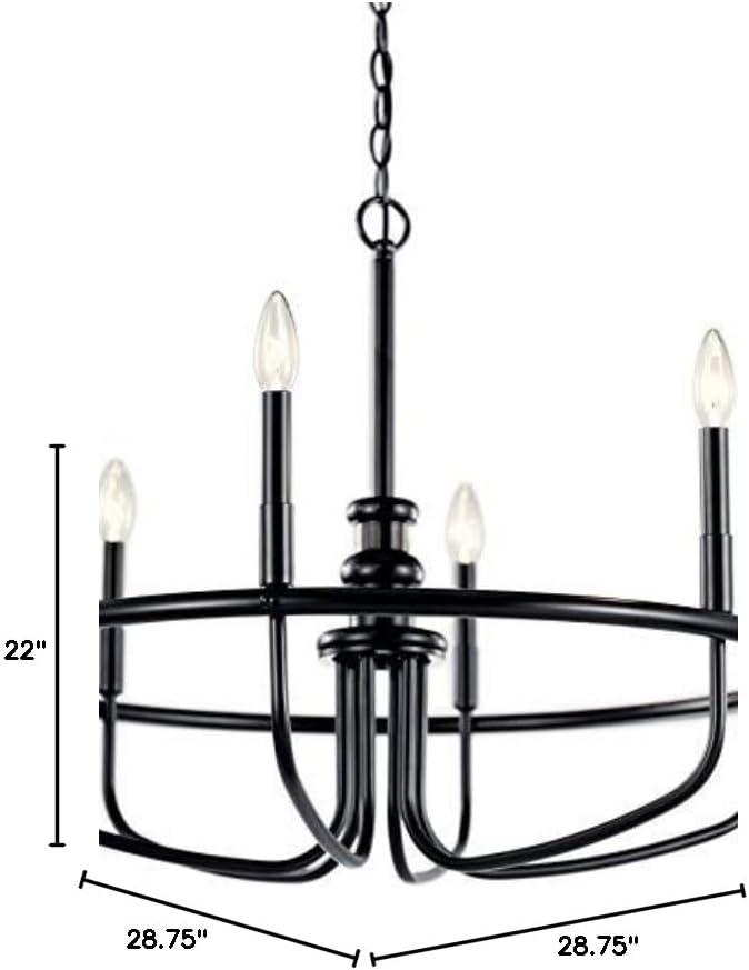 Capitol Hill Modern Black 6-Light Chandelier with Candle Sleeves