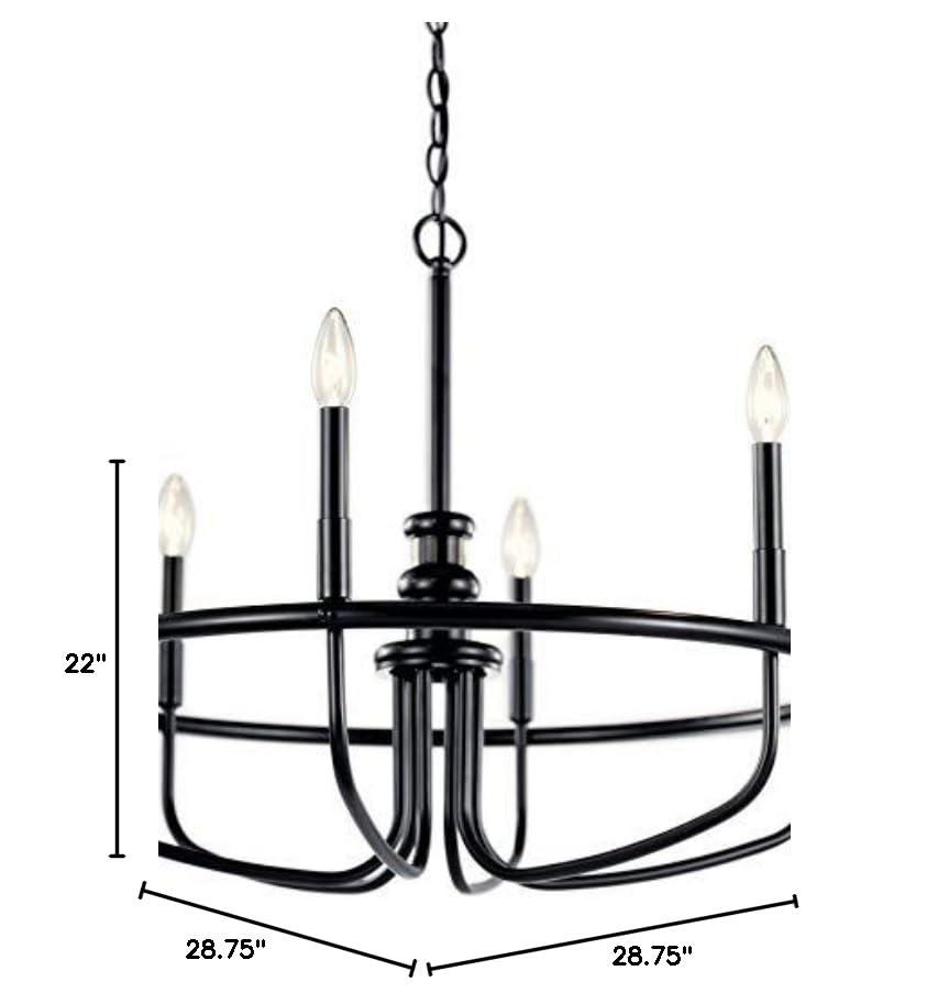 Capitol Hill Modern Black 6-Light Chandelier with Candle Sleeves
