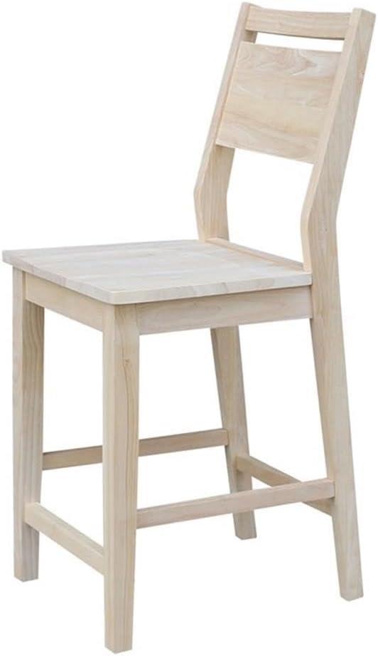 International Concepts Wood Slat Back Aspen Counter Height Panel Stool - Unfinished - 24" Seat Height