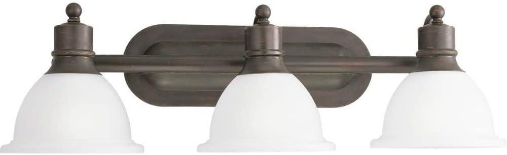 Progress Lighting Madison 3-Light Wall Bracket, Polished Chrome, White Etched Glass