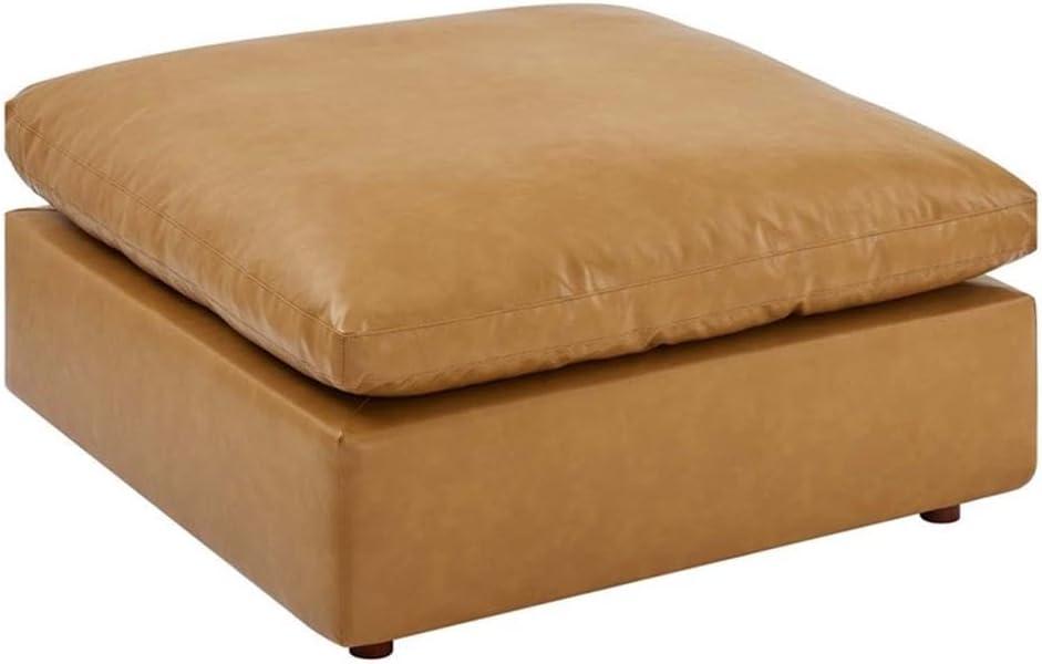 Modway Commix Down Filled Overstuffed Vegan Leather 4-Piece Sectional Sofa in Tan