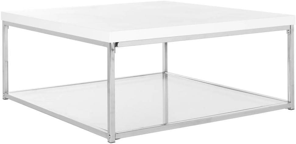 Malone High Gloss Coffee Table - White/Chrome - Safavieh