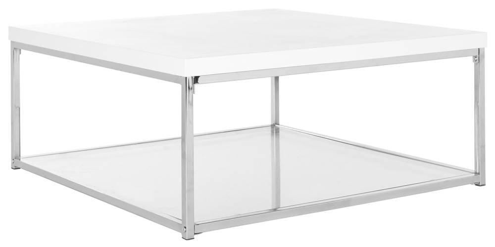 Malone High Gloss Coffee Table - White/Chrome - Safavieh
