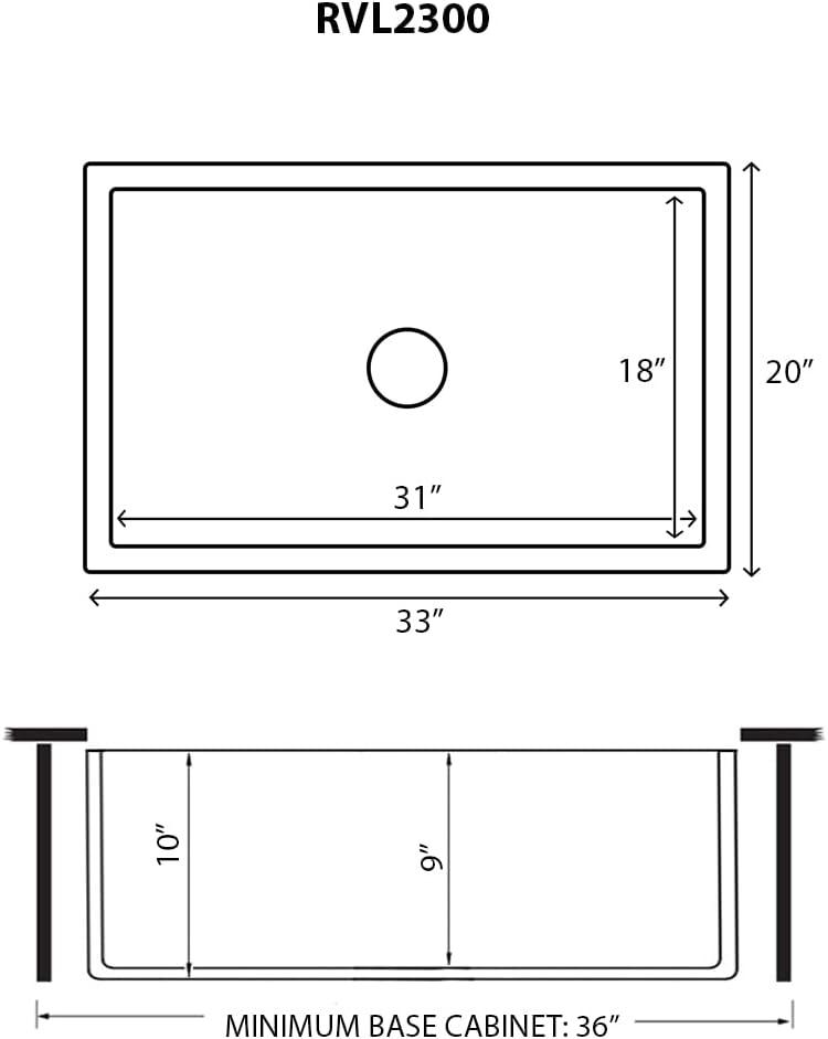 Ruvati 33 inch Fireclay Farmhouse Apron-Front Kitchen Sink Reversible