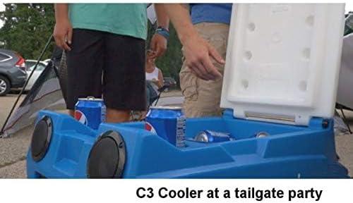 Blue Remote-Controlled Cooler with Bluetooth Speakers