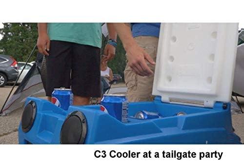 Blue Remote-Controlled Cooler with Bluetooth Speakers