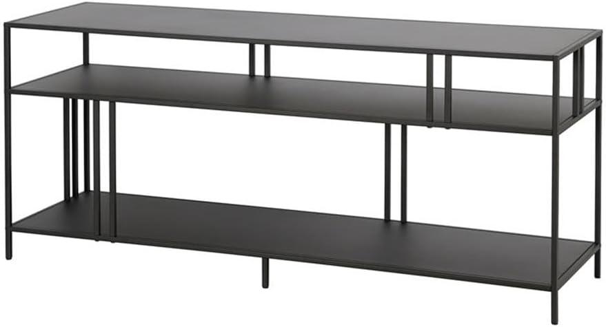 Evelyn&Zoe Cortland Rectangular TV Stand with Metal Shelves for TV's up to 60", Blackened Bronze