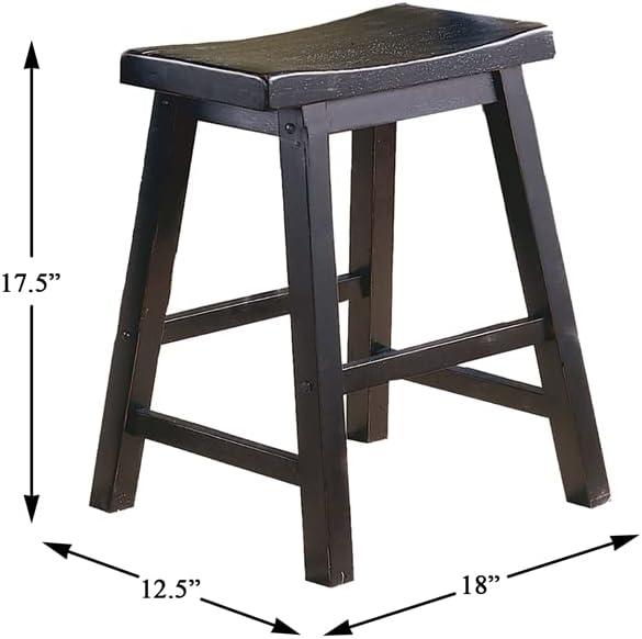 Homelegance 18 Inch Dining Height Wooden Saddleback Seat Barstool, Black