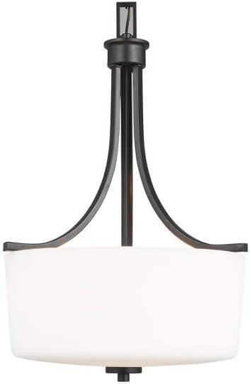 Midnight Black Steel Pendant Light with White Glass Shade
