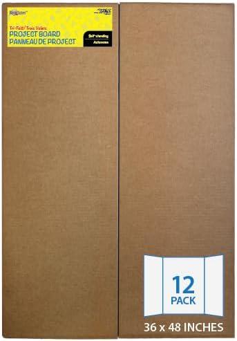 Black/Kraft Corrugated Tri-Fold Project Display Board 36" x 48", Pack of 12
