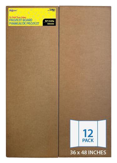 Black/Kraft Corrugated Tri-Fold Project Display Board 36" x 48", Pack of 12