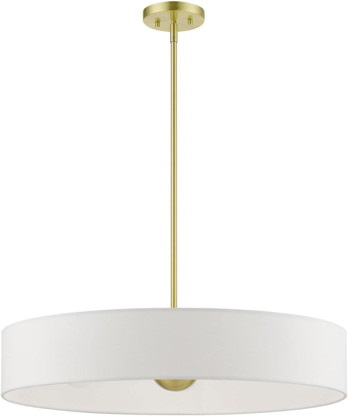 Livex Lighting Venlo 5 - Light Pendant in  Satin Brass/Shiny White