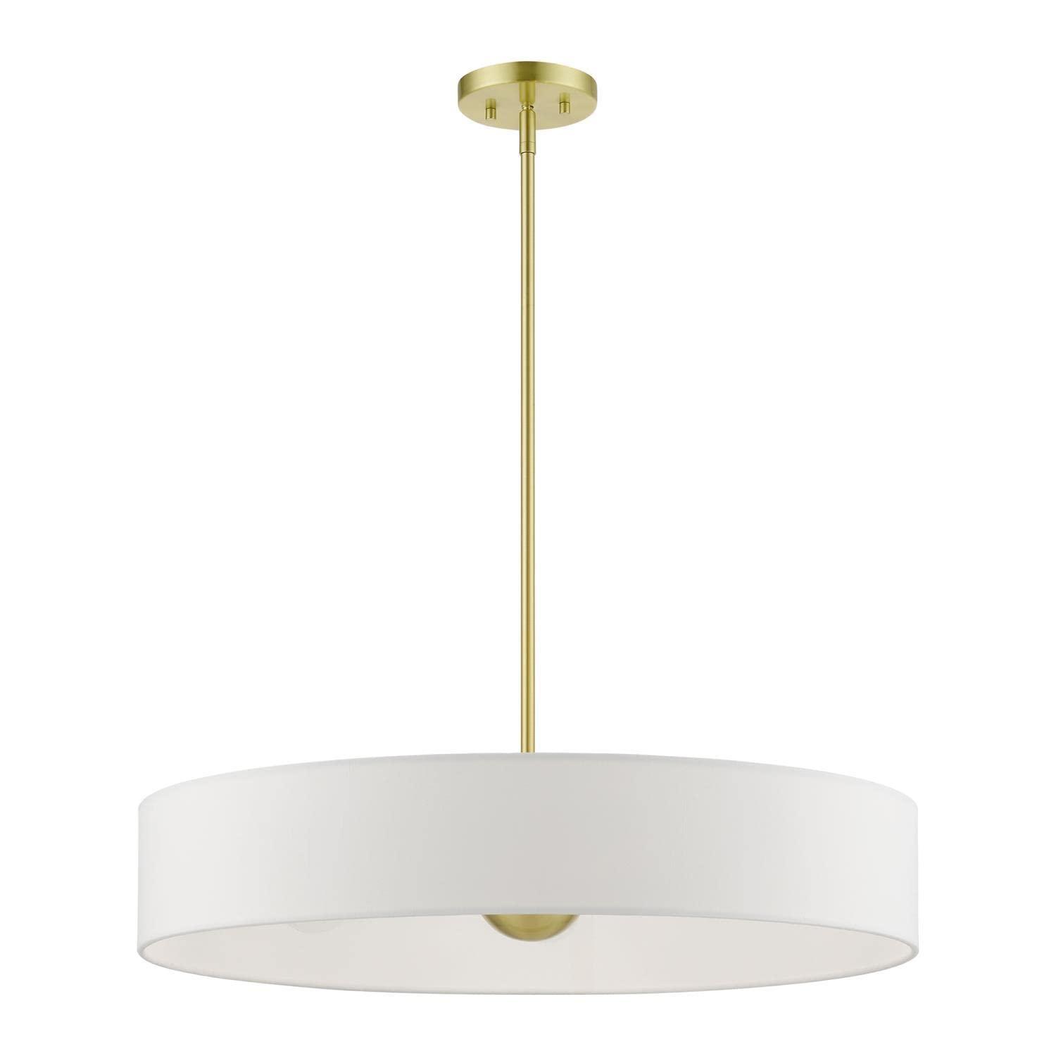 Livex Lighting Venlo 5 - Light Pendant in  Satin Brass/Shiny White
