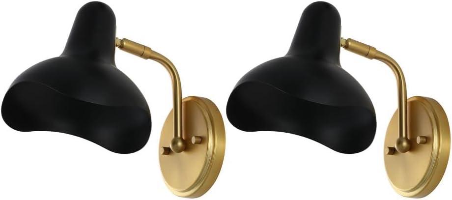 Norrix 10" Wall Sconce (Set of 2) - SCN4107 - Black/Brass - Safavieh