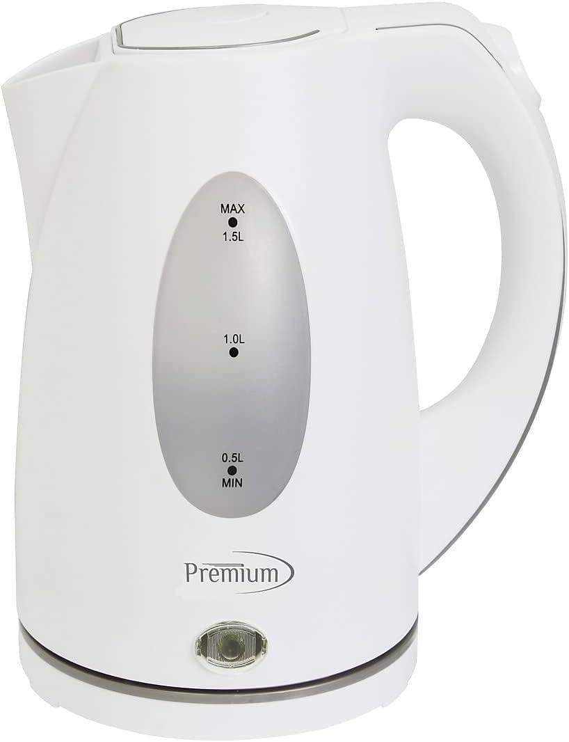 Premium White Cordless Electric Tea Kettle, 1.6-Quart