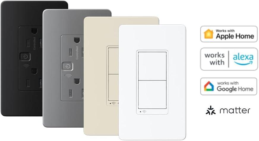 X Series 15 Amp Single Pole/3-Way Matter Smart Wi-Fi Rocker Switch Light Switch, Beige SQR141U1LAWM