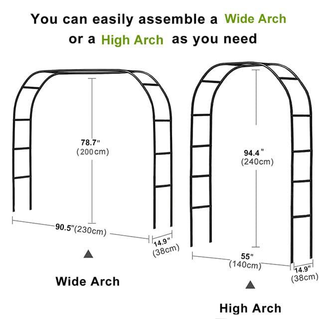 Zhisheng Garden Arbors,7.9Ft Metal Garden Arbors Green Wedding Arch for Climbing Plant Outdoor Wedding Christmas Party Decoration,240CM