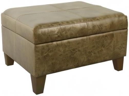 Luxury Large Square Storage Ottoman Distressed Brown - HomePop: Upholstered, Modern Style, 250lb Capacity