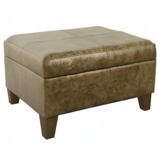 Luxury Large Square Storage Ottoman Distressed Brown - HomePop: Upholstered, Modern Style, 250lb Capacity