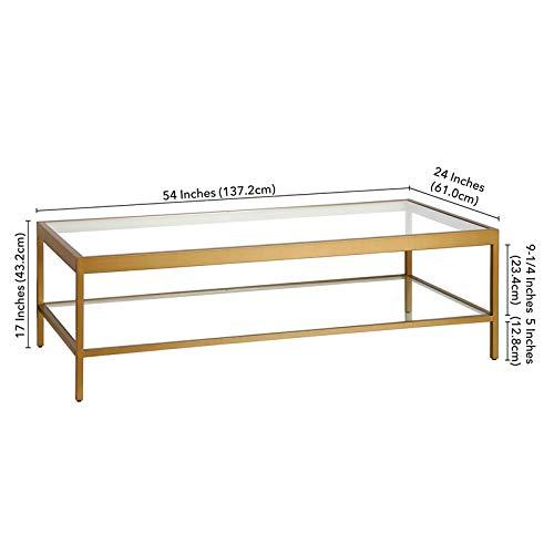 Evelyn&Zoe Alexis 54" Wide Rectangular Coffee Table, Brass